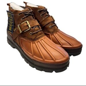 POLO RALPH LAUREN MEN’S OSLO LOW LEATHER SUEDE BOOTS BROWN SZ 14 NEW